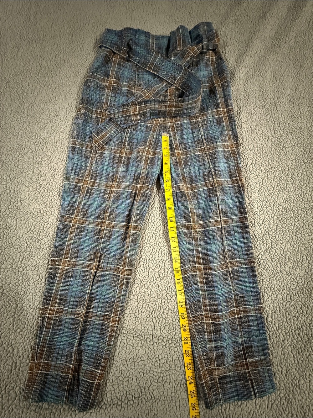 Veronica Beard Navy Tweed Pants with Teal and Mustard Accents
